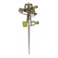 China Metal Impulse Sprinkler with Zinc Spike,Brass/ABS/Zinc material,tie on card packing factory
