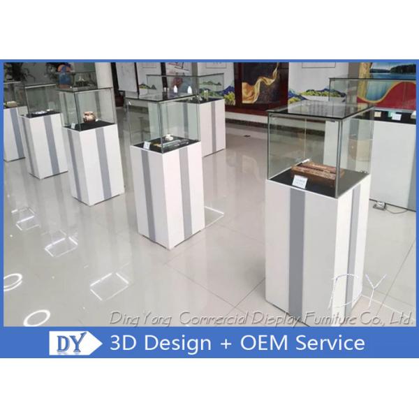 Quality MDF Glass Jewelry Display Case With Light / Museum Display Pedestals for sale