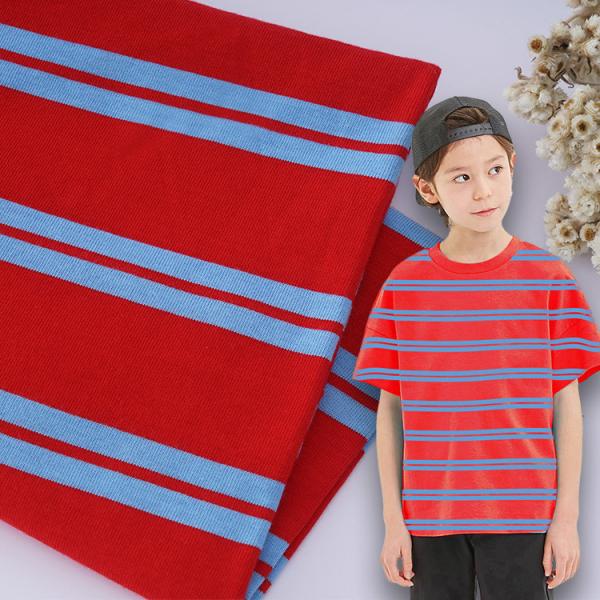 Quality Skin Friendly Cotton T Shirt Fabric 40S Double Yarn Striped Jersey Texture for sale