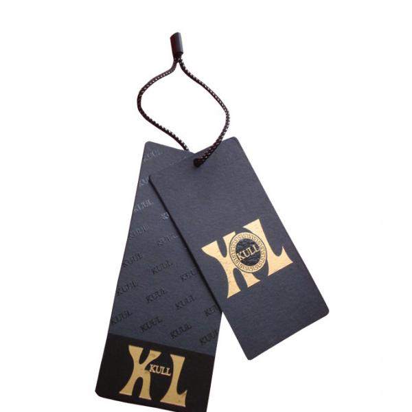 Quality Custom Printed Clothing Labels Paper Hangtags UV Coating Gold Foil Stamping Logo for sale