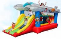 Buy cheap 0.55mm PVC Inflatable Bouncer Castle Flying Fish Double Slide Bounce House from wholesalers