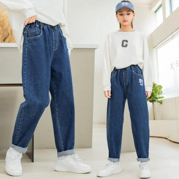 Quality 55% Flax 45% Cotton Girls Spring Pants Thin Loose Casual Knickerbockers for sale