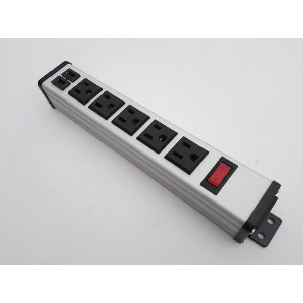 Quality Desktop 5 Flat Plug Power Strip With USB Charger , 5 Socket Power Bar 5v 2.4A / 1A for sale