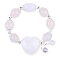 China Semi-Precious Gemstone Healing Energy White Agate With Clear Big Heart Bracelet For Daily Wear factory