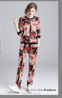 Buy cheap women print round-neck long-sleeve printed blouse + fashion casual suit from wholesalers