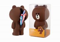 China Brown Bear Silicone Pencil Case Stationery Stereo Creative Pen Box With Logo Customized factory