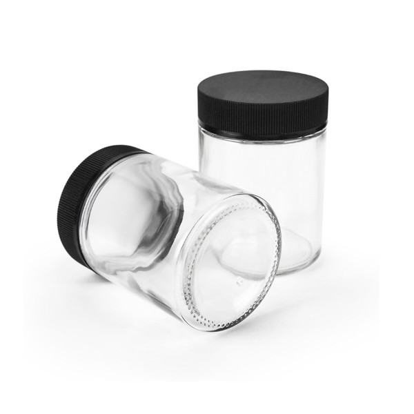 Quality 4oz Child Resistant Clear Black Glass Jars 4oz frosted glass candle jar air for sale