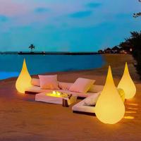 China Wireless Outdoor Waterproof Plastic Standing Water Drop Floor Lamp For Event Decoration factory