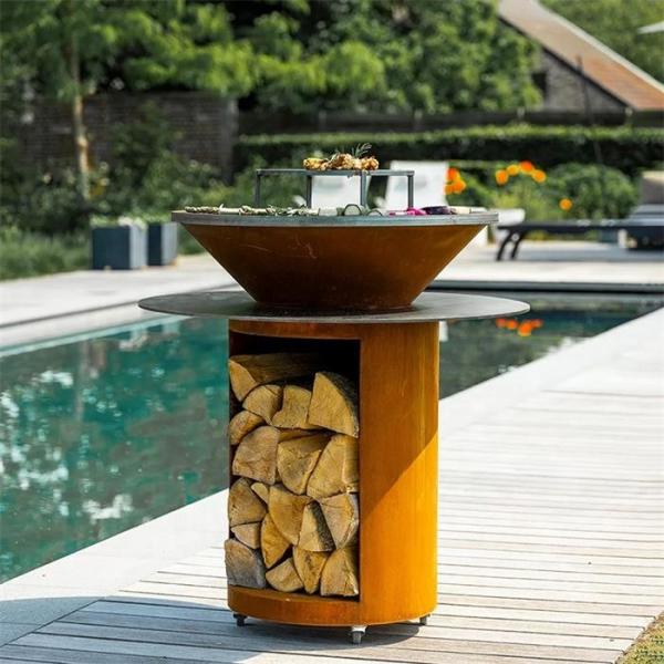 Quality Double Layered Plancha Barbeque Grill Charcoal Corten Steel BBQ Fire Pit for sale