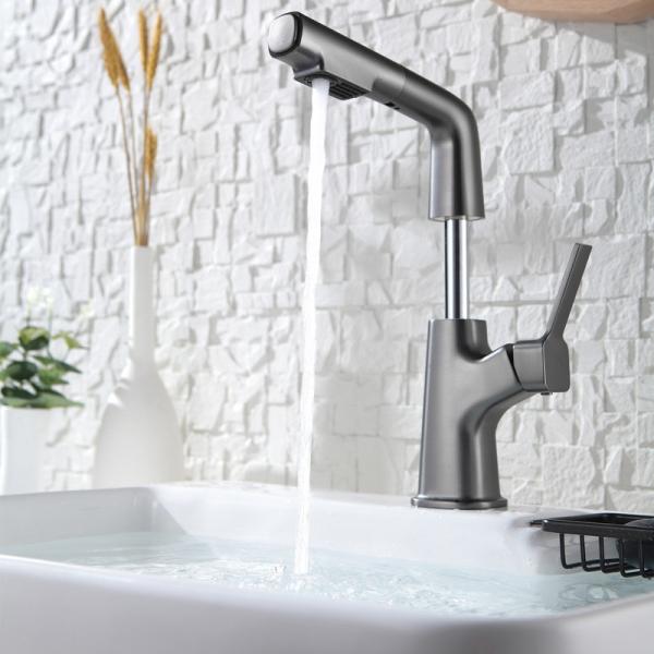 Quality 1.6KG Wiredrawing Copper Kitchen Faucet Tap For Bathroom Wash Basin Hot And Cold for sale