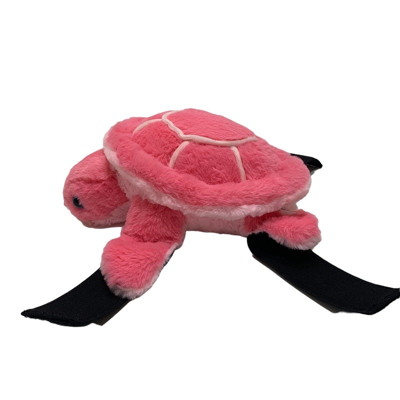 China Pink Long Fur Stuffed Turtle Knee Pad Plush Toy 28cm For Ski Snowboard Skateboard factory