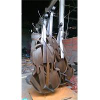China Rust Modern Abstract Sculpture Freehand Arman Violin Sculpture Outdoor Garden Decoration factory
