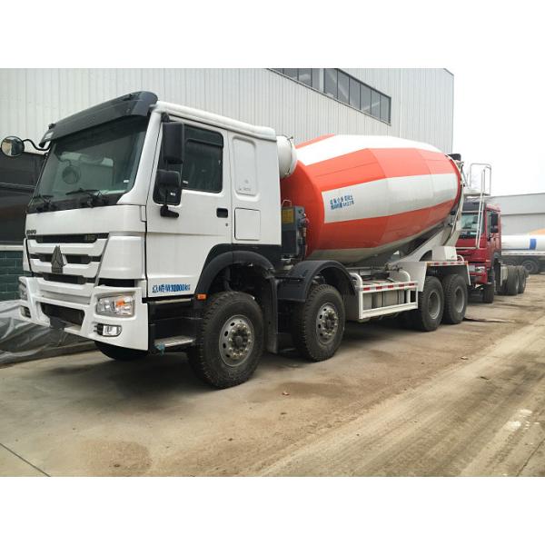 Quality 266-371hp Euro2 Euro3 HOWO A7 Truck Concrete Mixer 8x4 10cbm In Red White Color for sale
