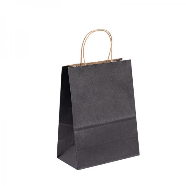 Quality 100gsm 150gsm Kraft Handle Paper Bags With Flexo Printing Logo Printed for sale