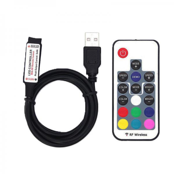 Quality USB Interface Powered LED Mini Controller With 17 Keys RF Wireless Remote Control for sale