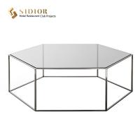 China Modern Hexagon Shape White Tempered Glass Coffee Table 40cm Height for sale