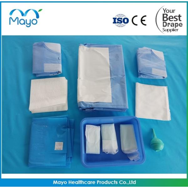 Quality Obstetrics Sterile Caesarean Drape Disposable Surgical Packs With Collection Pouch for sale