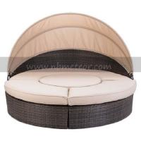 China Outdoor Rattan Sofa Bed with Uv Resistant and 4 Cushions for factory