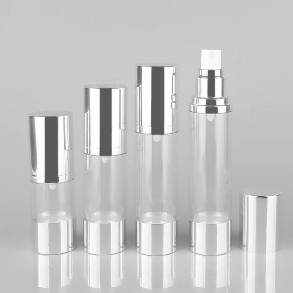 Quality 0.51oz 15ml 20ml Filling Silver Plastic Airless Pump Bottle 50ml 1.69oz Airless for sale