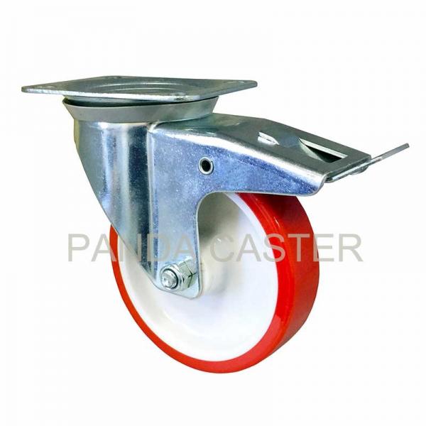 Quality 660Lbs 300 Kg Industrial Caster Wheels Euro Style Red Polyurethane Wheel for sale
