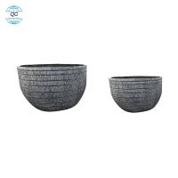 China 2021Foshan's new design high strength multi-stripe durable fiber clay flower pot for sale