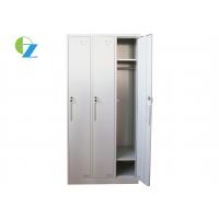 Quality Staff Clothes Cabinet Steel Office Lockers 3 Door With KD Structure for sale