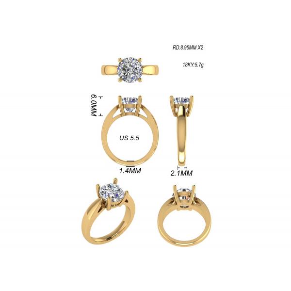 Quality Hand setting 14K Solid Gold Jewellery , Round Cut 2.7ct Natural Solitaire for sale