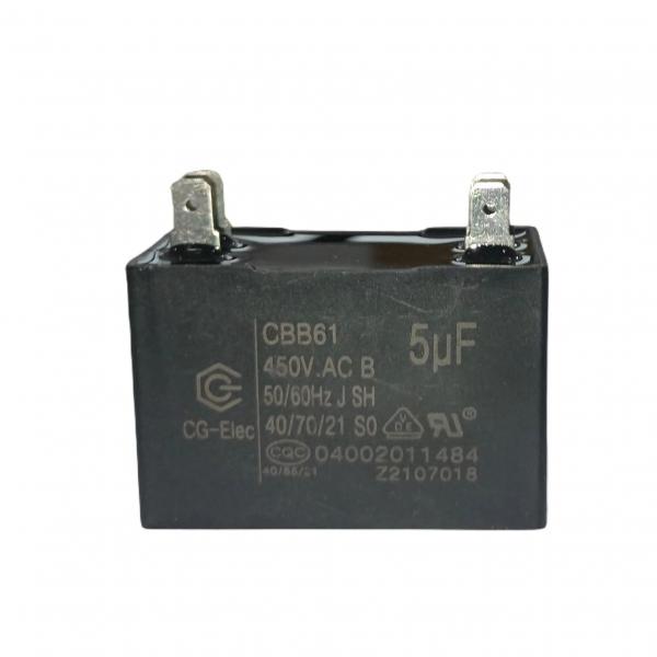 Quality CBB61 450V 5.0mfd Black Air Conditioner Fan Capacitor With 2+2 Quick-Connect for sale