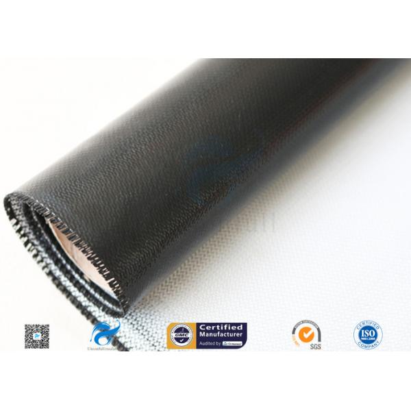 Quality Bright Black Silicone Coated Fiberglass Cloth 0.5mm Electrical Insulation Cover for sale