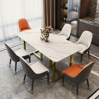 Quality 1.6 Meter Length Marble Apartment Dining Tables With Stainless Steel Leg for sale
