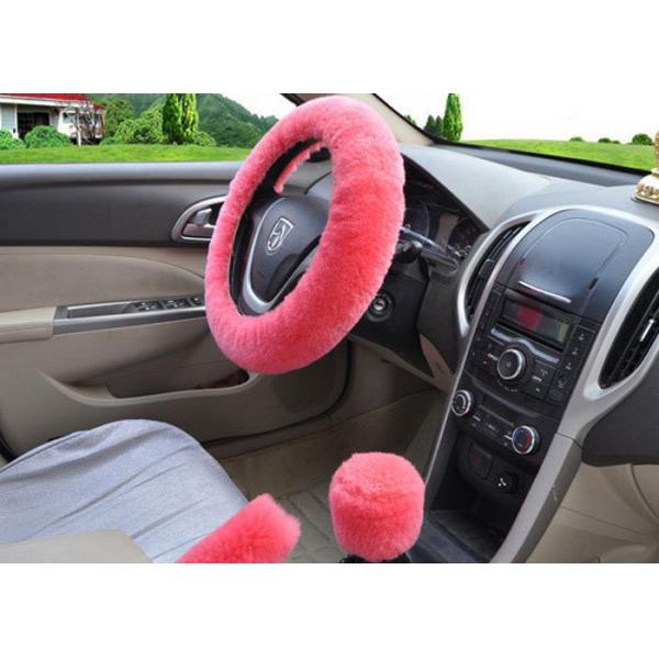 Quality Dyed Black Sheepskin Steering Wheel Cover Hand Sewing for Car Decoration for sale