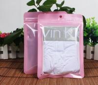 China Grip seal zipper plastic bags for clothes / apparel packaging front clear factory