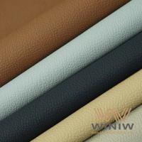 Quality Textured Lychee Pattern PU Leather Soft Solid Color 1.4mm Thickness for sale