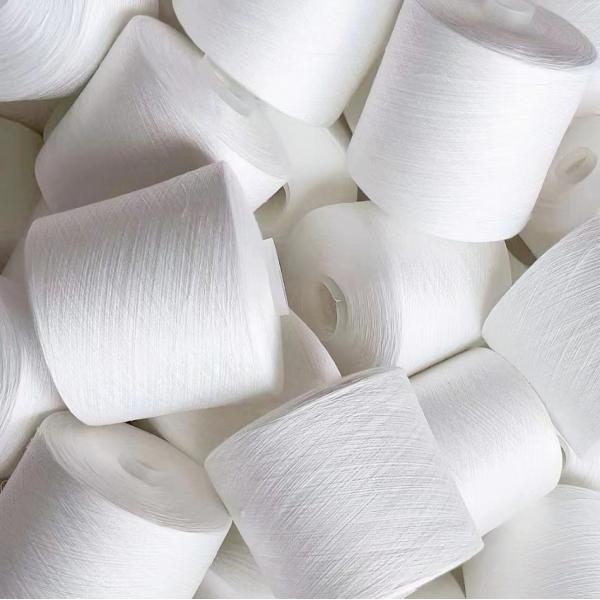 Quality 100 Polyester Spun Yarn 20s 30s , Dyed Polyester Twisted Yarn Low Water Shrinkage for sale
