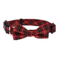 Quality Butterfly Knot Dog Walking Collars , Cute Dog Collars Plaid Fashionable for sale
