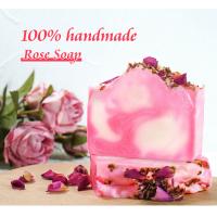 China 100G Fragrance Essential Oil Face Soap Rose Petal Cold Process Soap factory