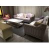China Light luxury living room sofa set furniture design by hand work Stainless steel frame with high end upholstery chairs factory