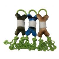 China Blue Green Rope 18cm 7.09in Bone Stuffed Animal Plush Toy For Dog BSCI factory