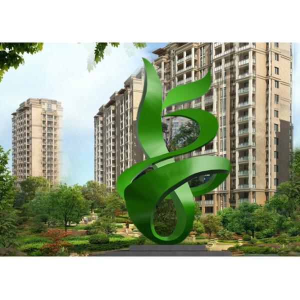 Quality Green Painted Contemporary Outdoor Metal Sculpture Abstract For Building for sale