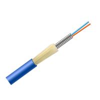 China Indoor Metal 2 Core Optical Fiber Cable OFC Armoured Cable SM G657A1 PVC Blue Jacket for sale