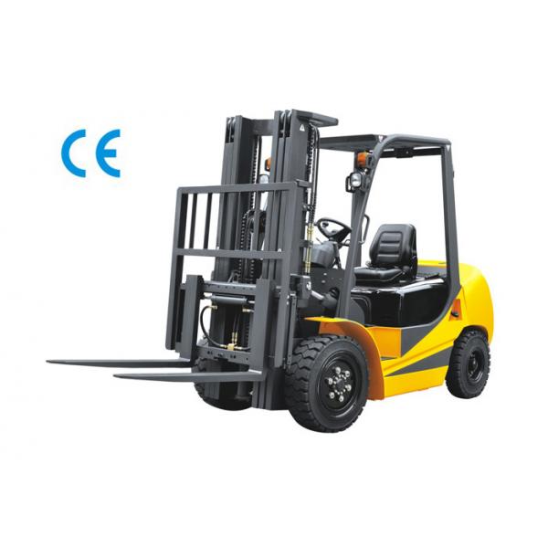 Quality 2500kg Four Wheel Forklift Gas Powered With Three Stage Mast Lift Height 6m for sale
