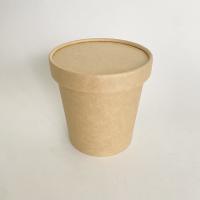 China Biodegradable Soup Paper Cup With Lid 16 Oz 500ml Kraft Noodle Container factory