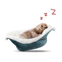China Boat shape Portable Pet Bed Luxury Furry Dog Bed Washable Calming Bed for Dog and Cat for sale