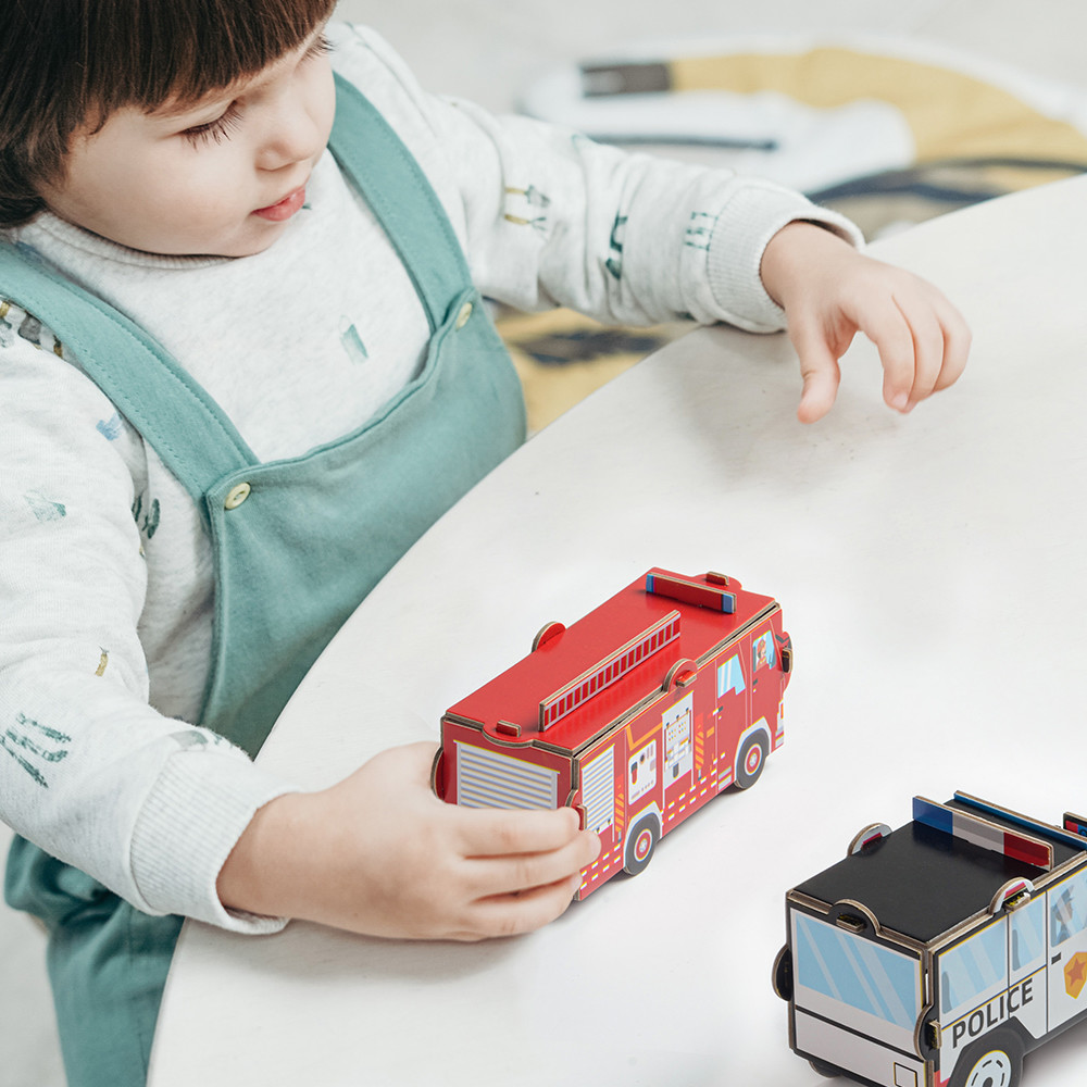 China 8-10 Boys Educational Puzzle Toys Contaning Police Car Ambulances Fire Truck Crane factory