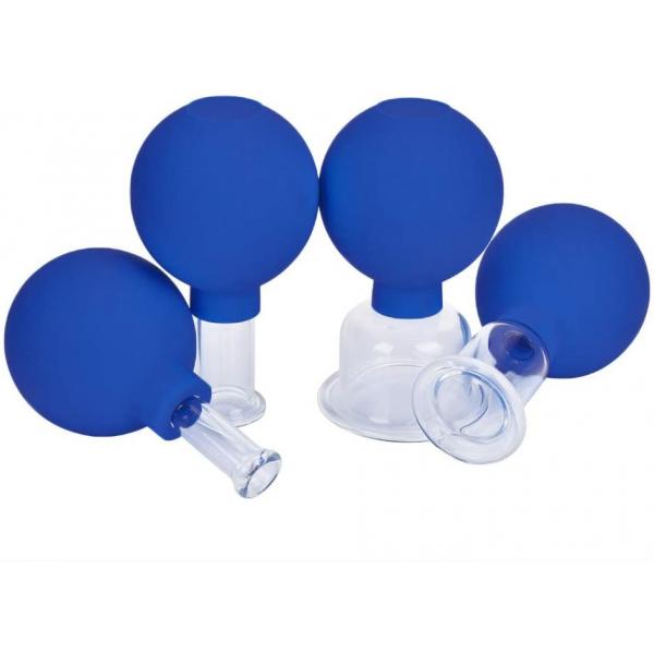 Quality Blue 15/25/35/55mm Vacuum Cupping Glass Cupping Therapy Set For Face Cupping for sale