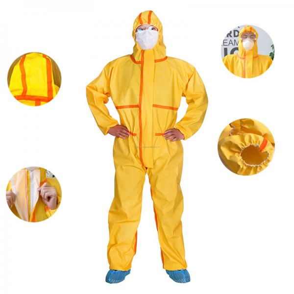Quality 70-100GSM Heavy Industry Disposable Hazmat Suit Chemical Protection Coverall Type 3 4 for sale