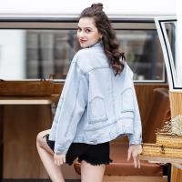 China Spring Summer Sequin Nail Bead Loose Denim Jacket For Women factory