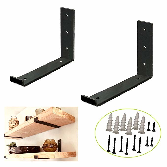 China Heavy Duty Carbon Steel Wall Bracket in Rustic Black for Floating Shelf Installation factory