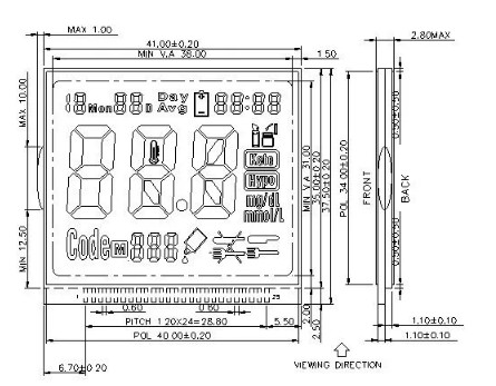 Quality Customized Zebra Connector Household TN LCD Screen 41*37.5mm for sale