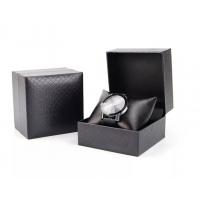China PU leather Custom Watch Box Packaging black Stripe Elegant factory